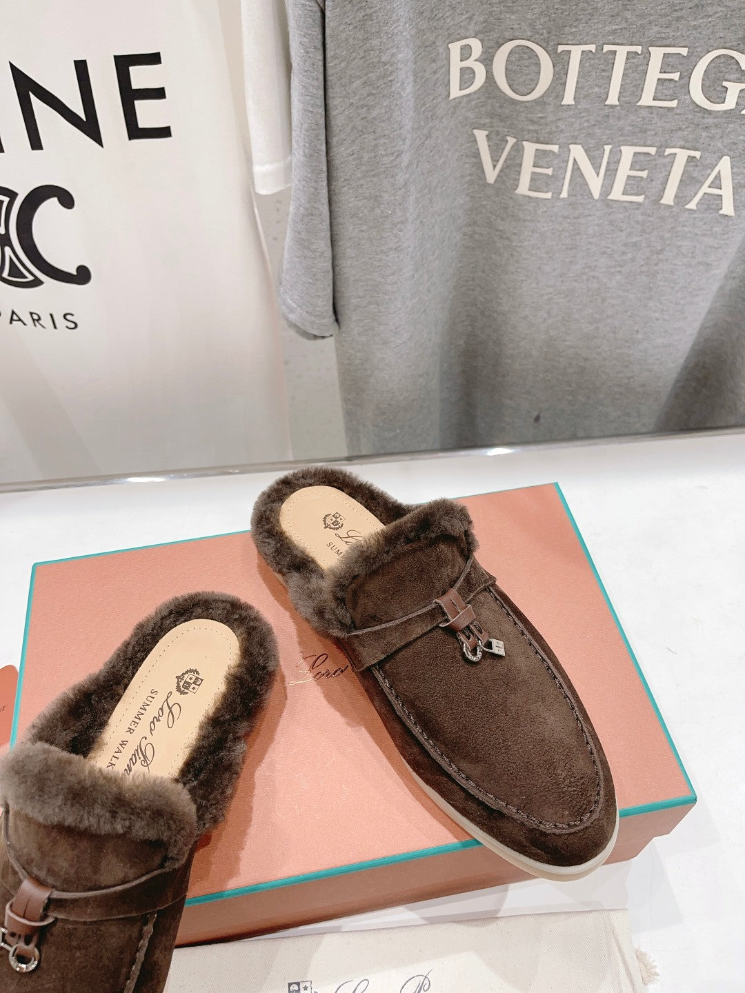 LP CHARMS WALK BABOUCHE LOAFERS BROWN FLEECE