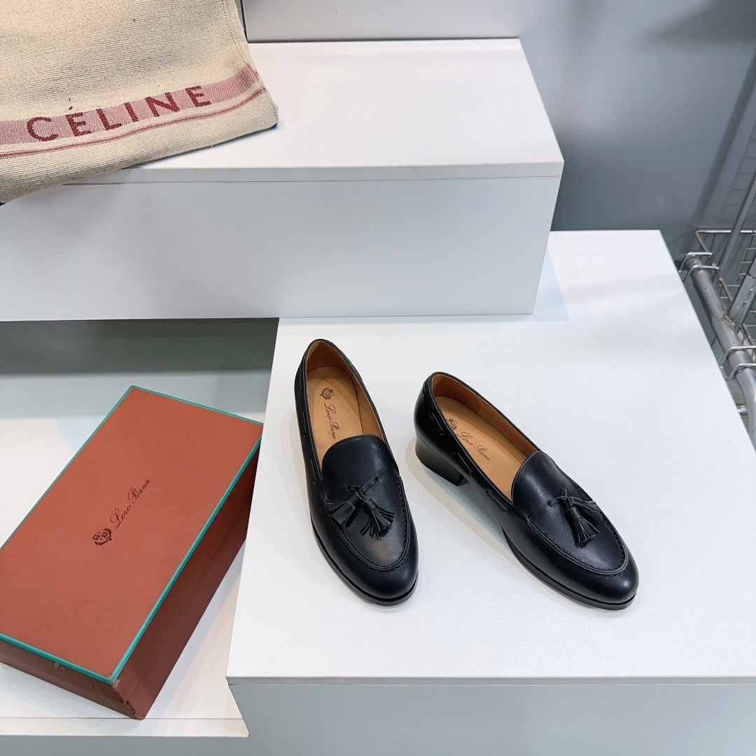 LP 25S SERGE TASSEL LOAFER 35MM IN BLACK CALFSKIN