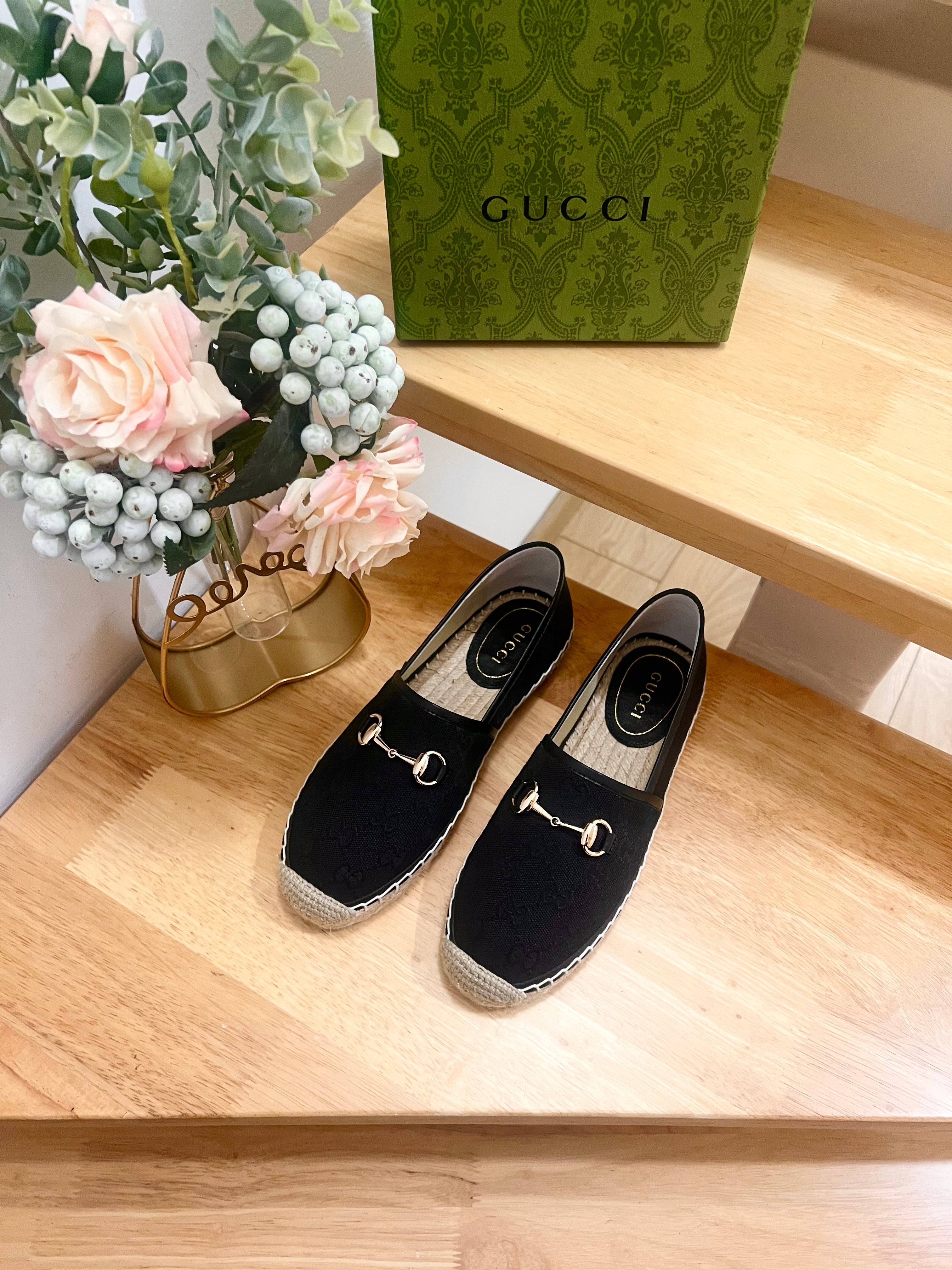 GUCCI WOMEN'S ESPADRILLE WITH HORSEBIT IN BLACK CANVAS
