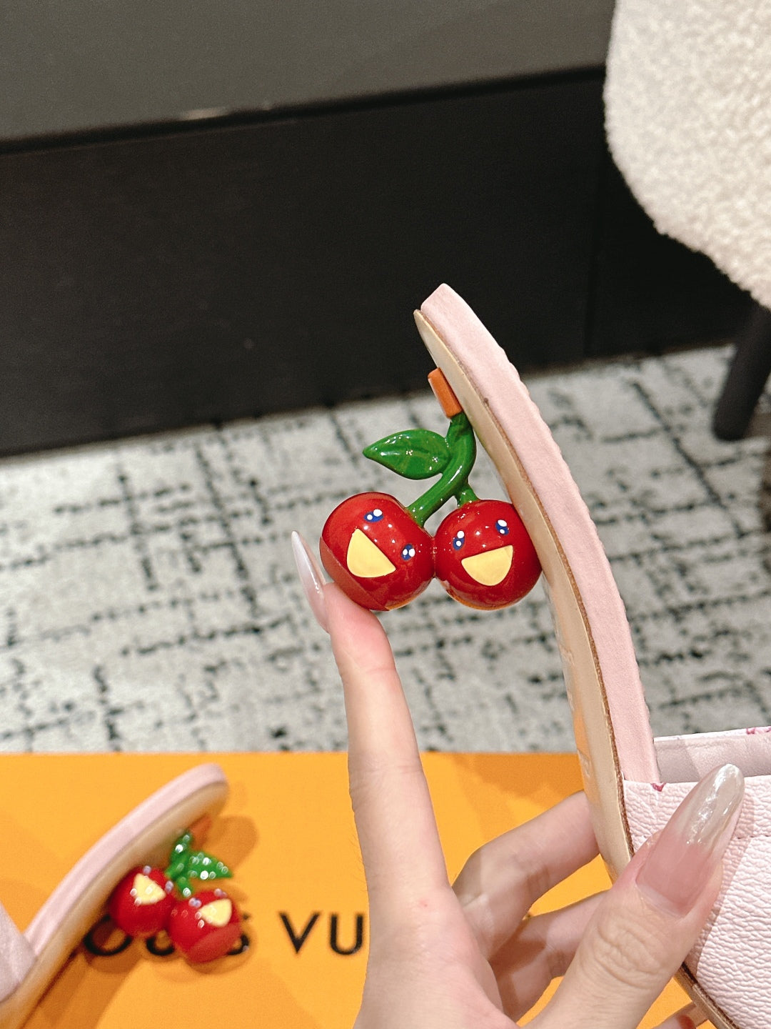 LOUIS VUITTON LV CHERRY HIGH HEELS 25S 55 MM IN LIGHT PINK CALFSKIN STYLE 1