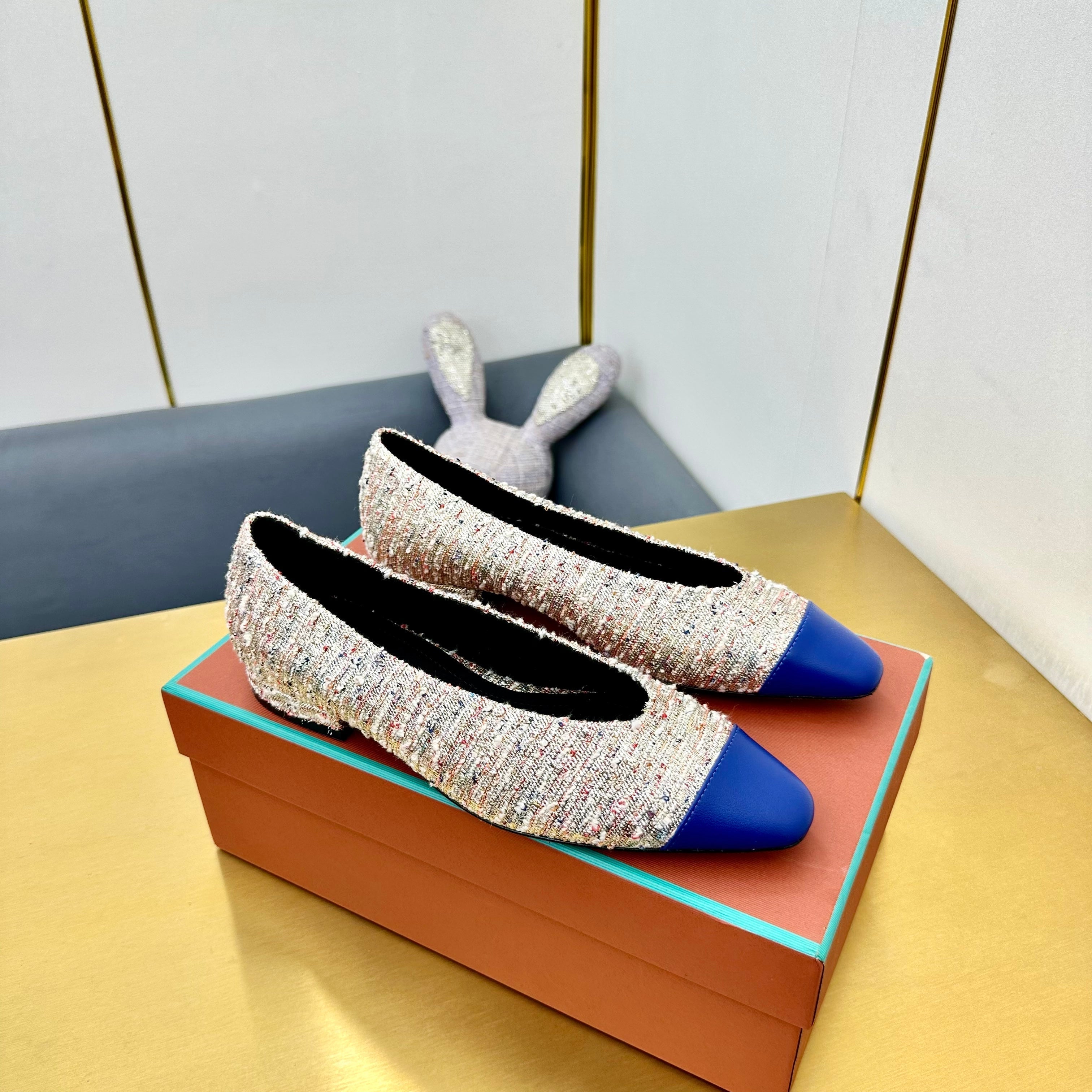 BALLET IN MULTICOLOR TWEED MIX BLUE LAMBSKIN