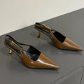 LOUIS VUITTON LEE SLINGBACK PUMPS 75 MM IN COFFEE BROWN PATENT CALFSKIN