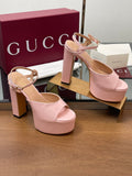 GUCCI HIGH HEEL SANDALS 13 CM IN LIGHT PINK LAMBSKIN