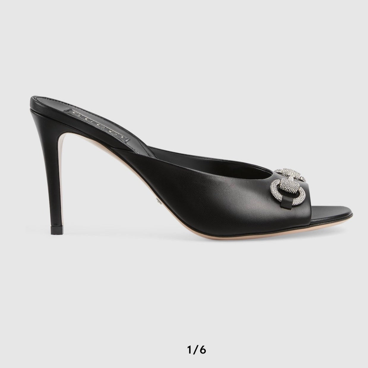 GUCCI Women's Horsebit mid-heel slide sandal in Black